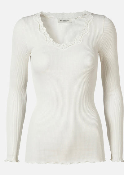 Rosemunde Silk T-Shirt With Lace New White