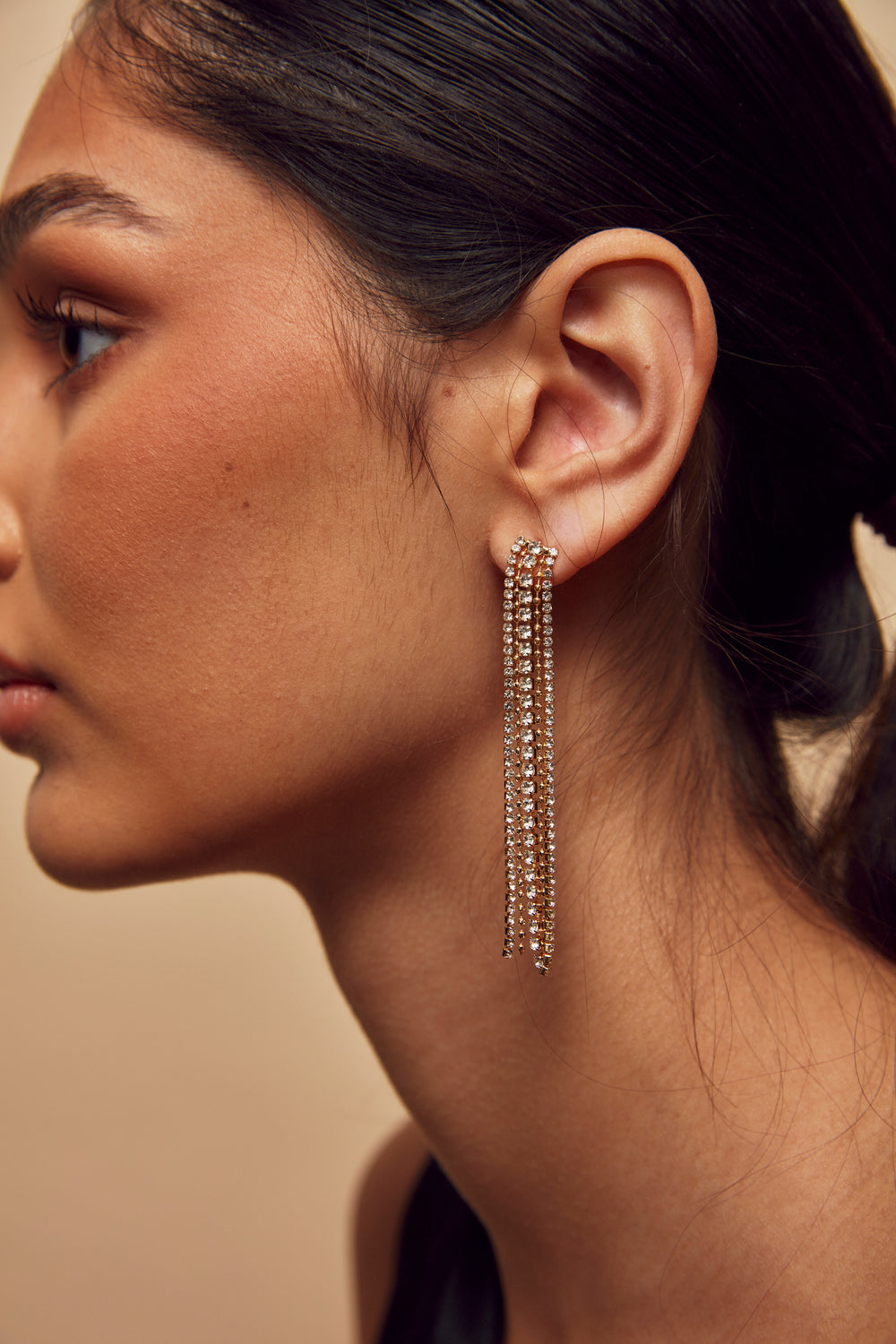 Bow 19 Strass Earring Gold Paris