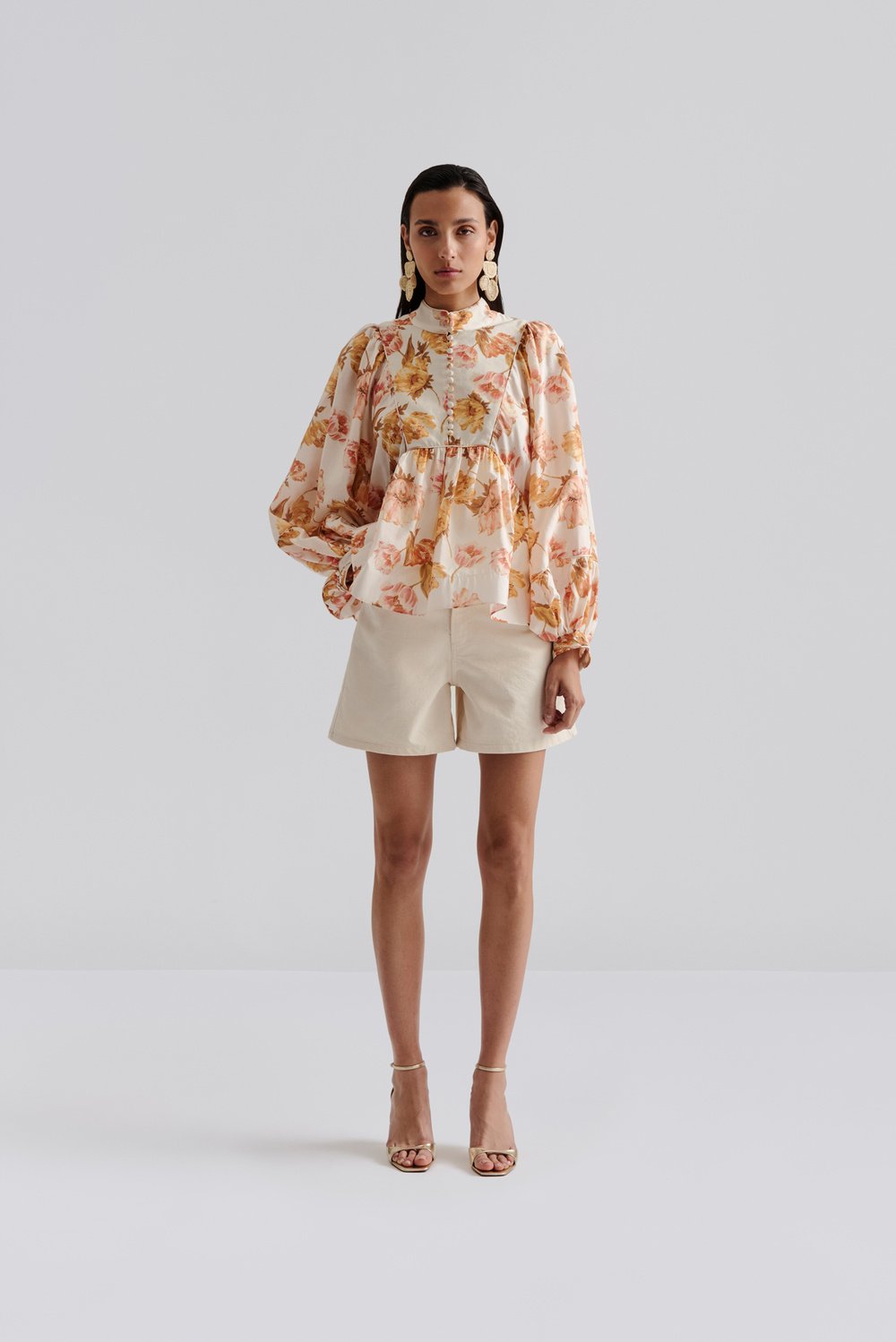 Malina Pernilla High neck Balloon Sleeve Blouse