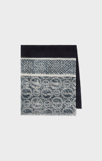 Busnel Linnea Printed Scarf Marine/Ecru