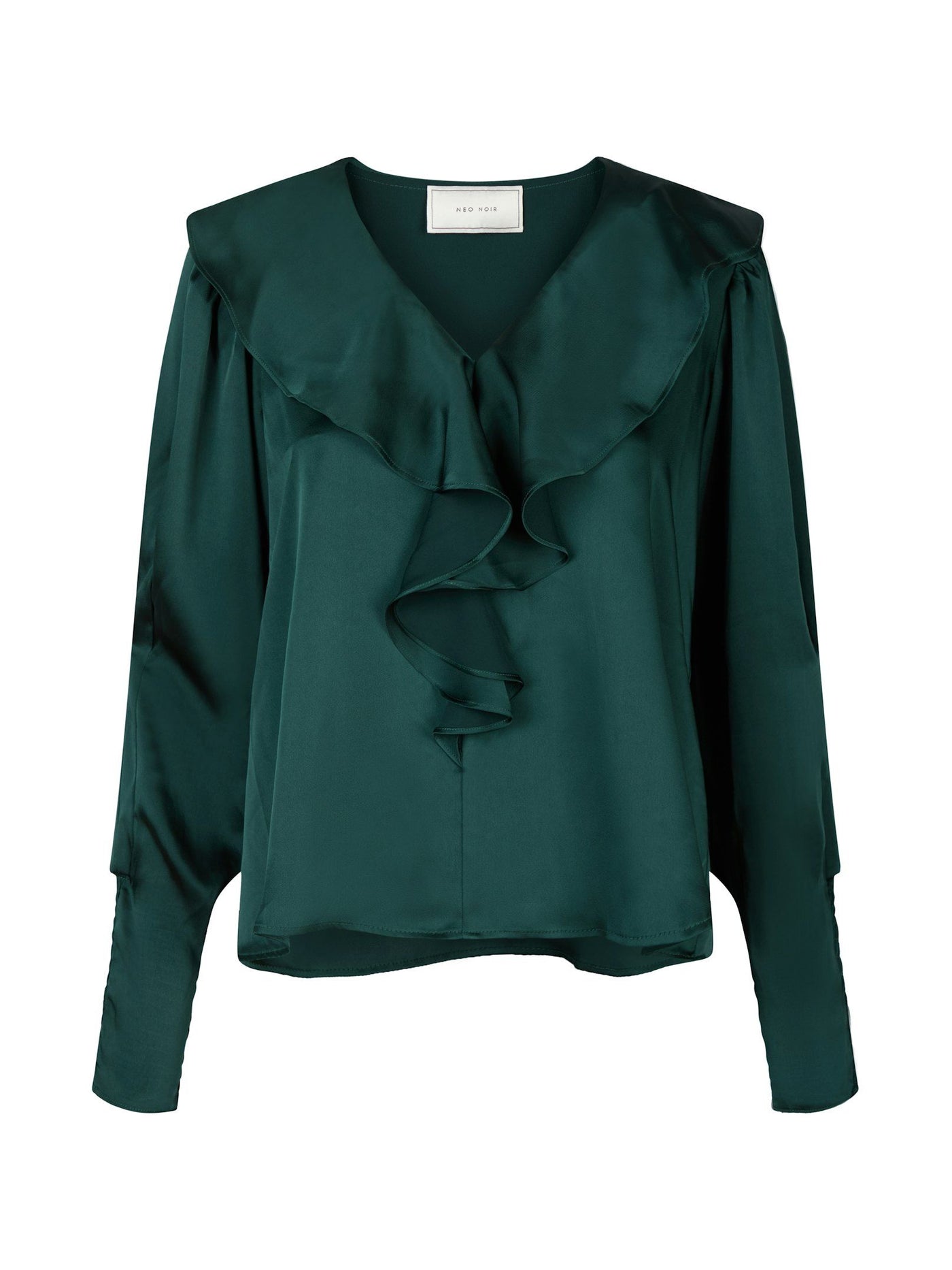 Neo Noir Sandie Sateen Blouse Dark  Green