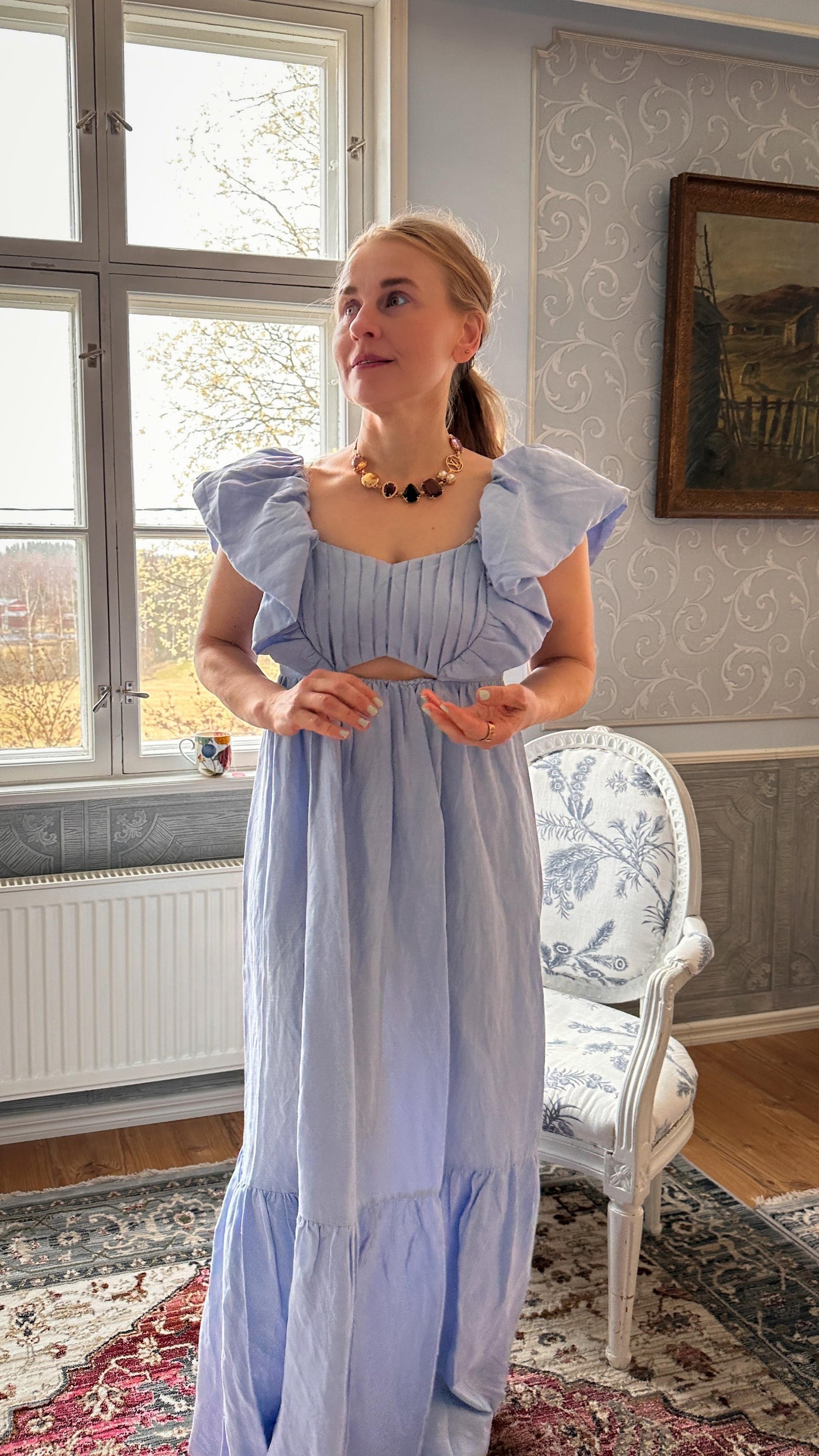 Malina Emile Maxi Dress Pastel Blue