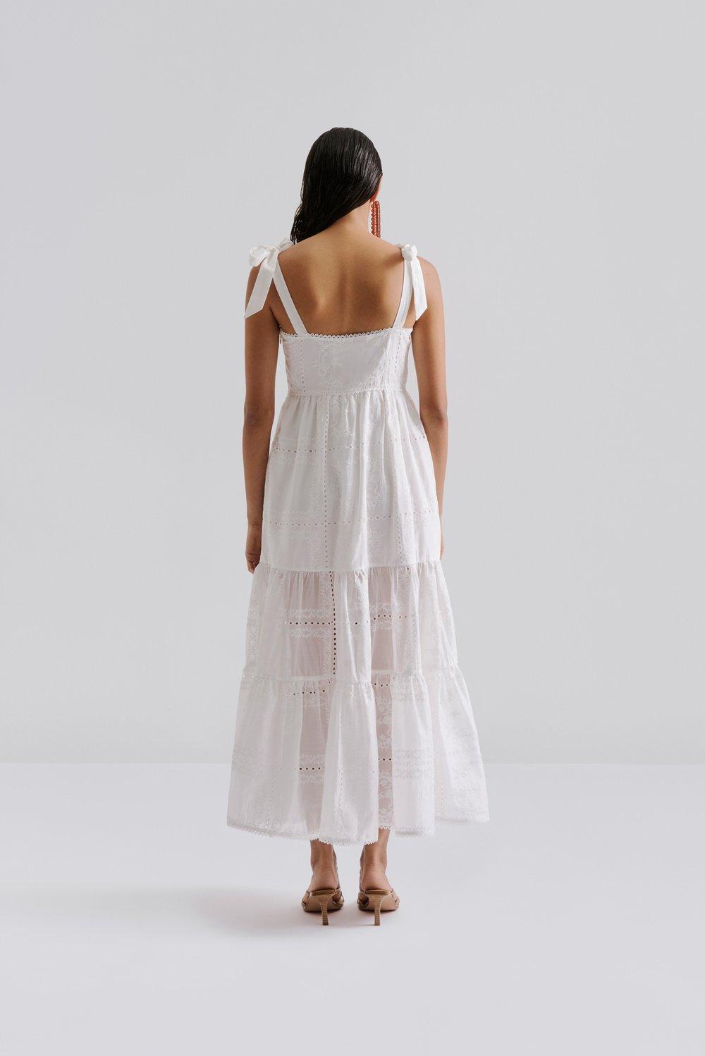 Malina Adri Embroired Tie Strap Maxi Dress