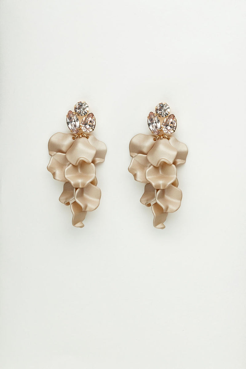Bow 19 Leaf stone Earrings Beige