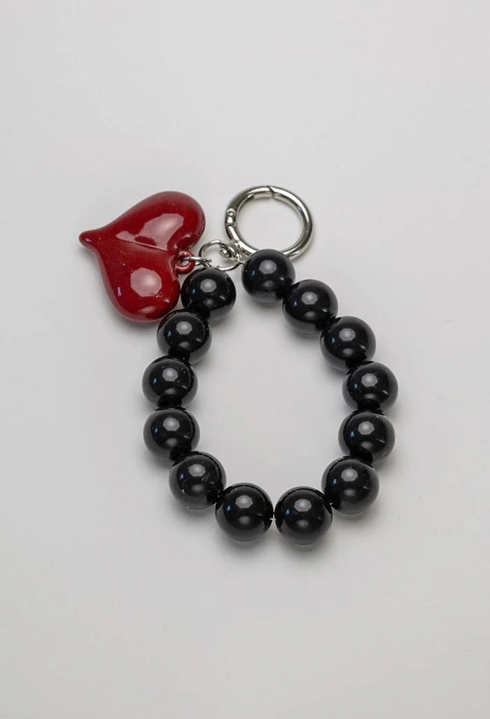 Bow 19 Charm Pearl Heart Black