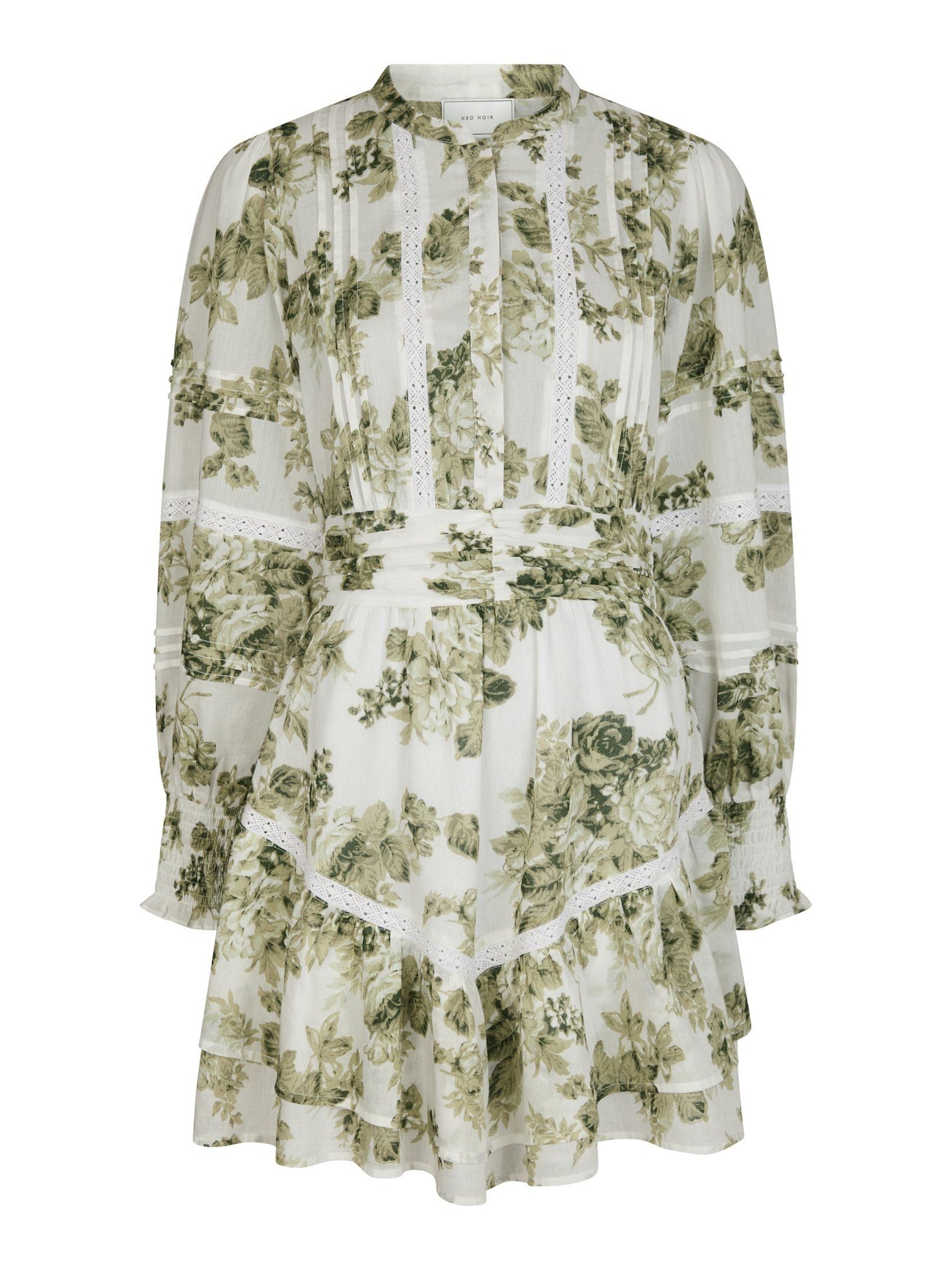 Neo Noir Roberta Flower Dress Saga Green
