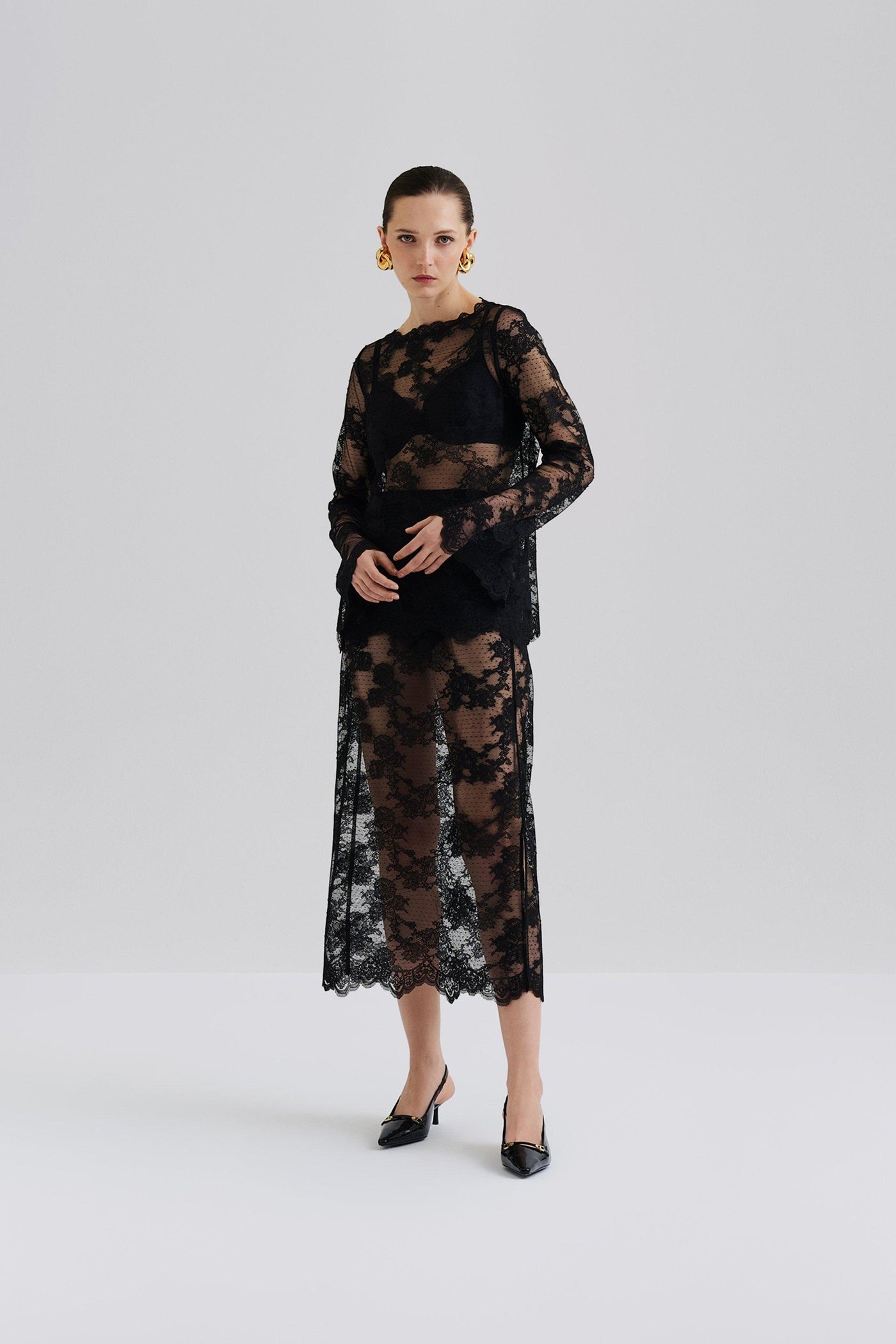 Malina Alice Sheer Midi Skirt