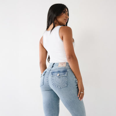 True Religion Becca Mid Rise Bootcut Flap Peak Spot