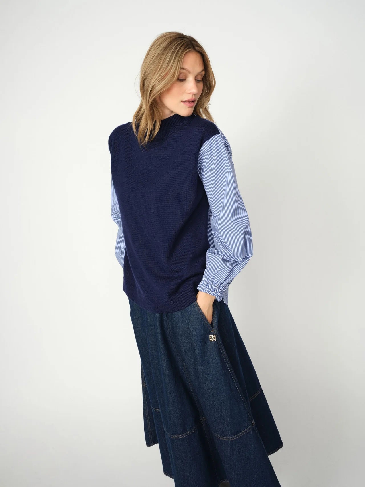 Mos Mosh Juella Stripe Combi Knit maritime blue