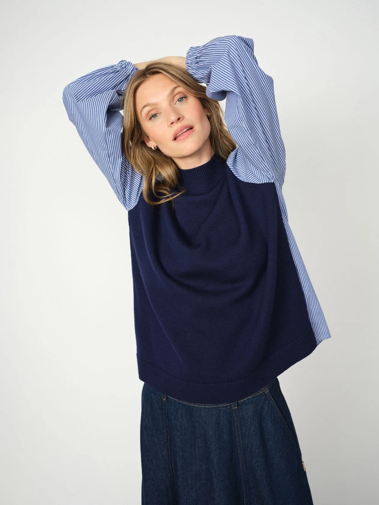 Mos Mosh Juella Stripe Combi Knit maritime blue