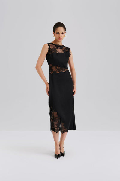 Malina Desire Lace Trimmed Cut Out Midi Dress