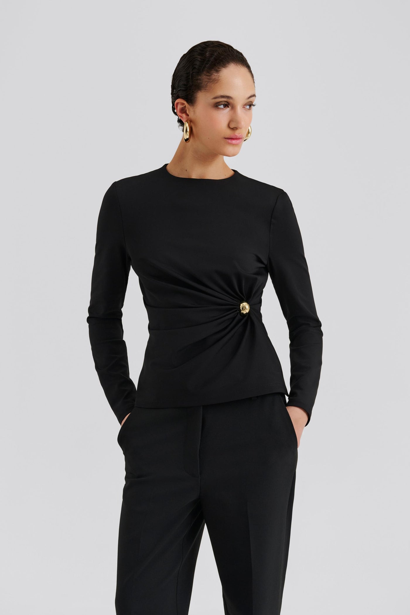 Malina Mailey Jersey Brooch Top