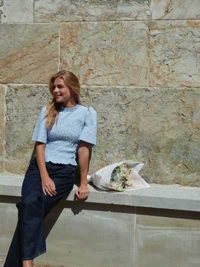 Neo Noir Possini Check Smock Blouse