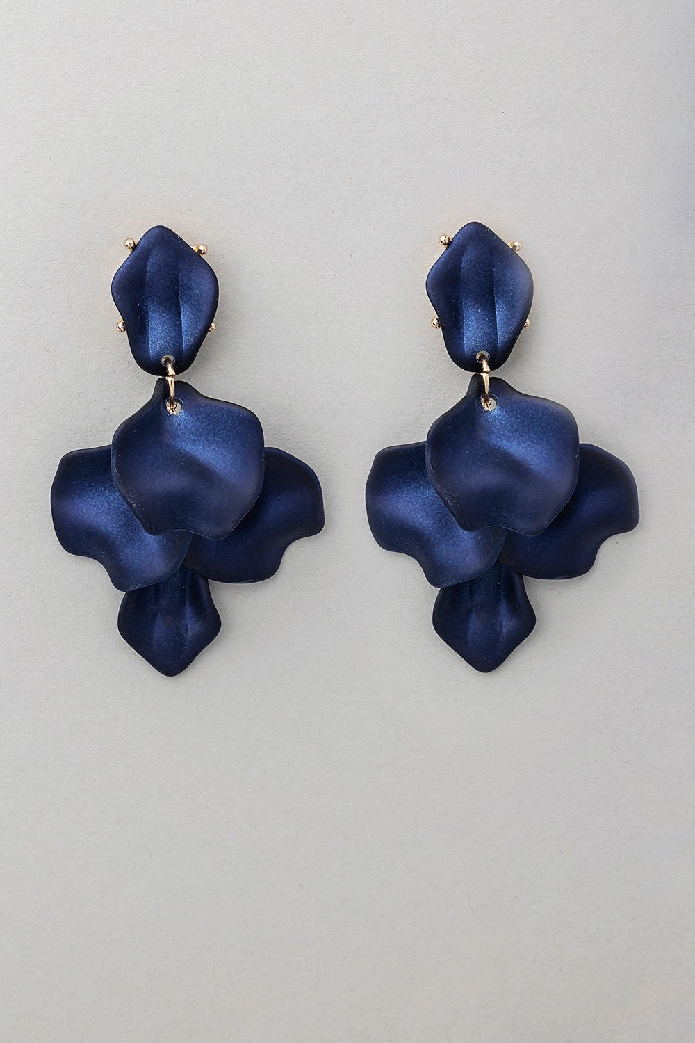 Bow 19 Leaf Earrings Matt Midnight Blue