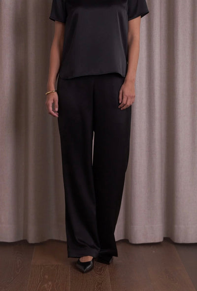 Original Story Leveälahkeiset Satiinihousut Black