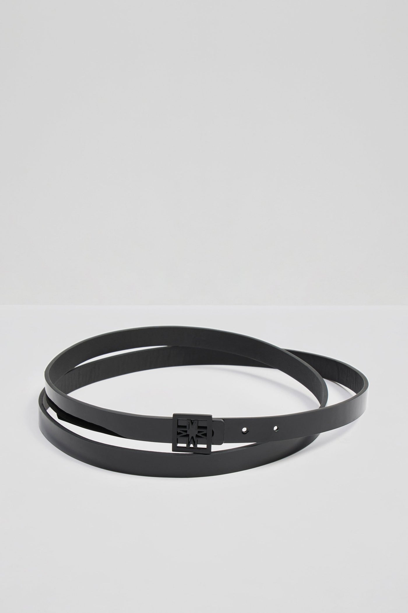 By Malina Hazel Double Length Patent Iconic Leather Belt Black