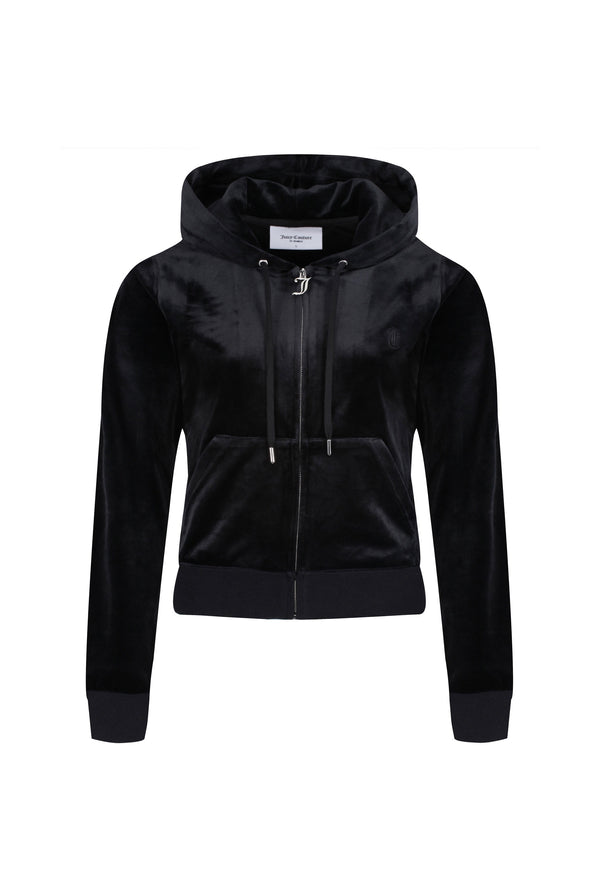 Juicy Couture Robertson Classic Velour Zip Through Hoodie Black