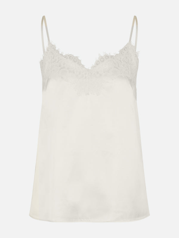 Rosemunde Shiny Silk Strap Top ivory