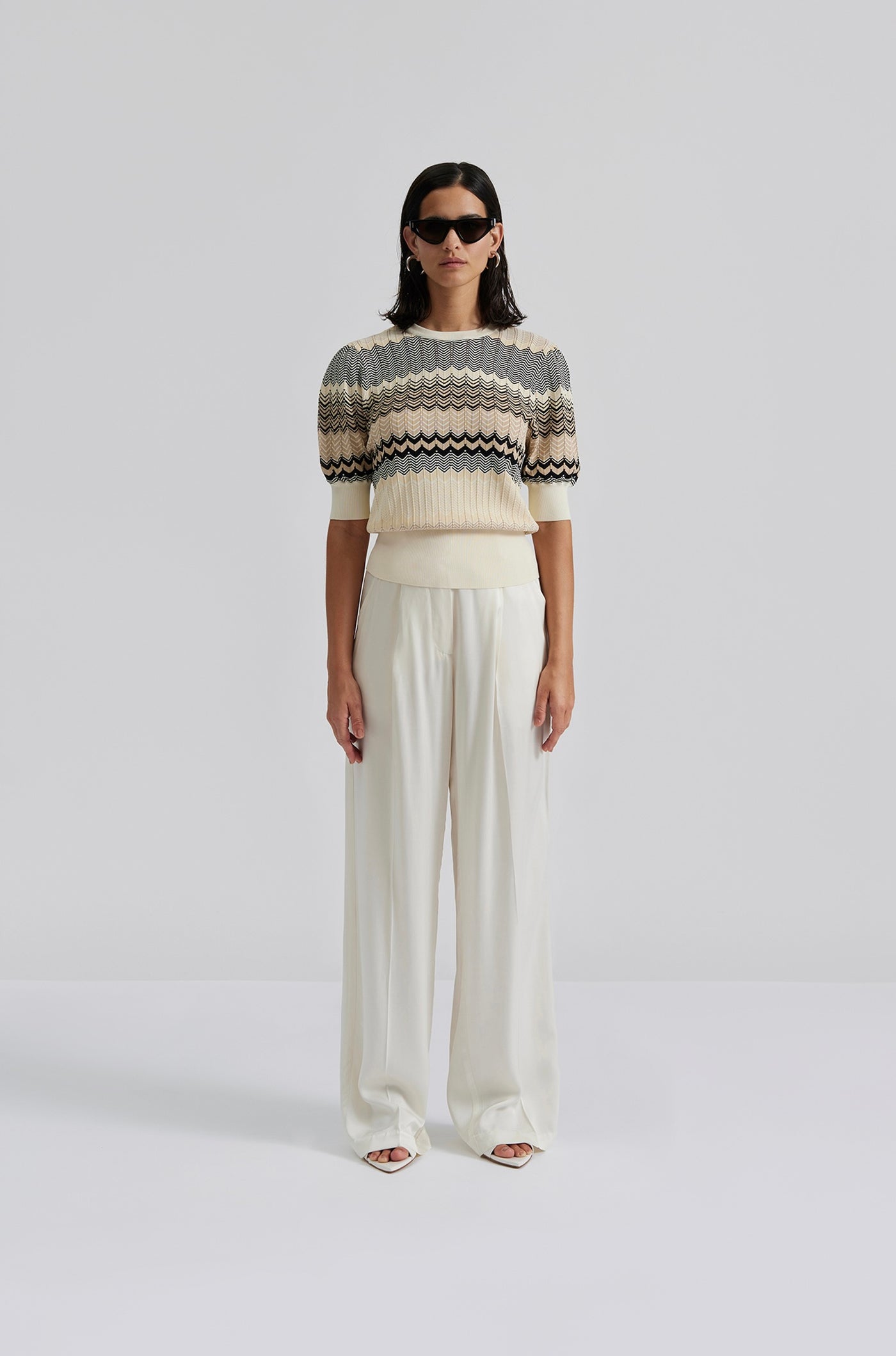 Malina Claudi Short Sleeve Knitted Top  Multi
