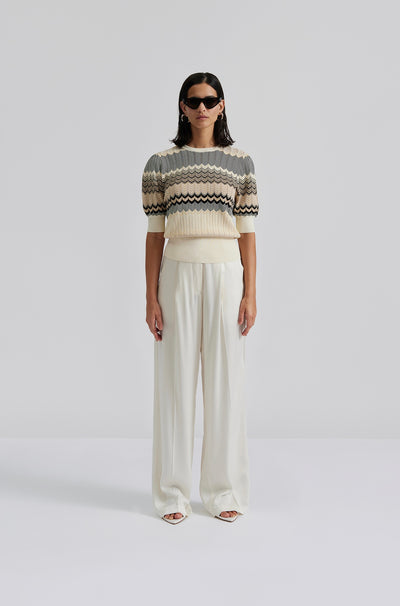 Malina Claudi Short Sleeve Knitted Top  Multi