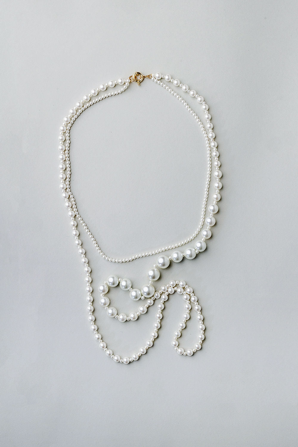 Bow 19 Pearl Necklace Long 2 Row