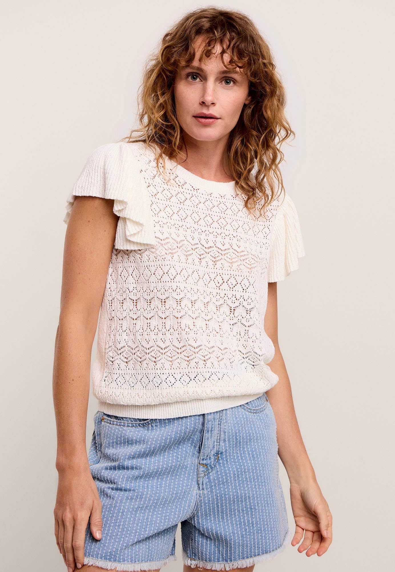 Summum Woman Jumper With Volants Off White