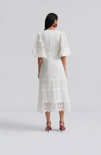 Malina Clarissa Midi Dress White