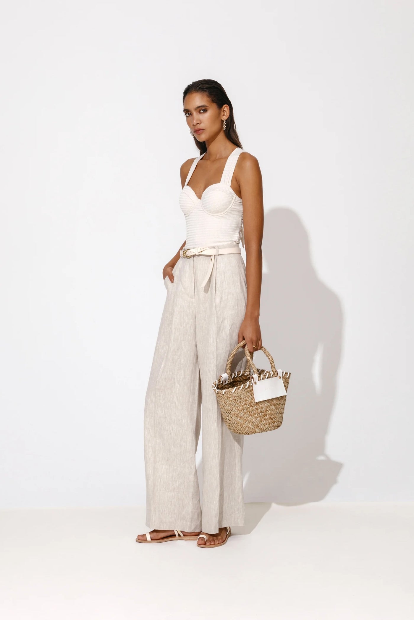 Malina Niki Straw Bag White