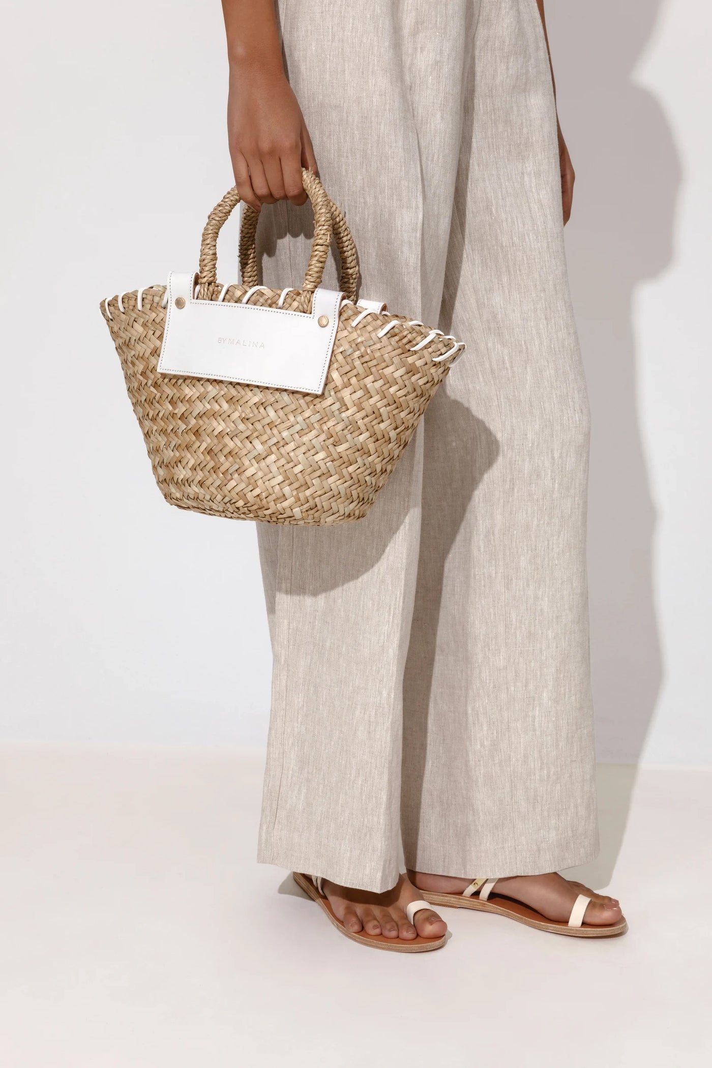 Malina Niki Straw Bag White