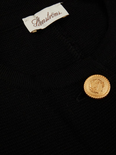 Stenströms Astrid Black Long Merino Wool Cardigan