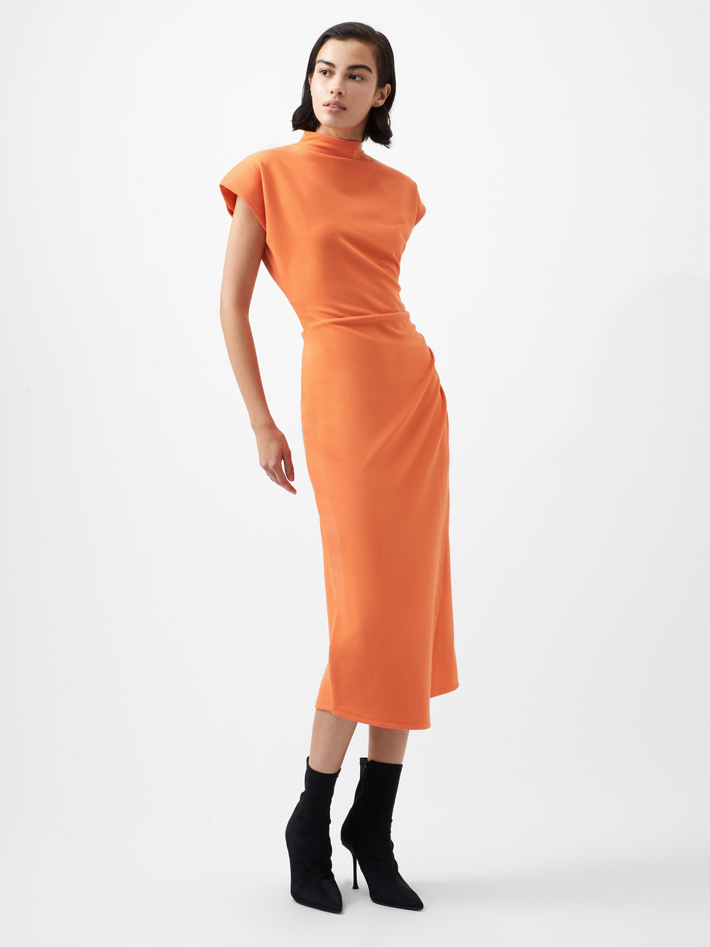 French Connection Textured Jersey Dress Coral Rose