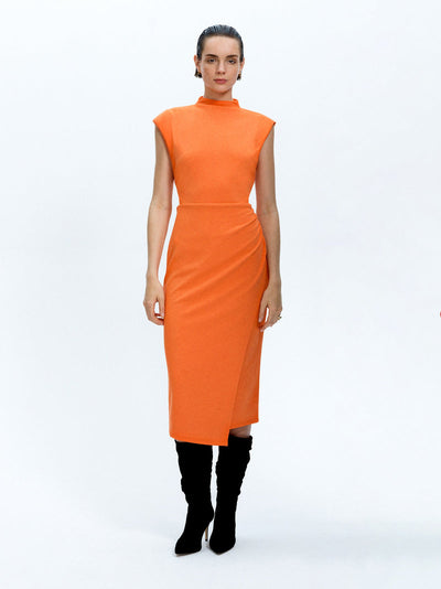 French Connection Textured Jersey Dress Coral Rose