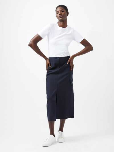 French Connection Hailey Pinstripe Cargo Skirt Marine