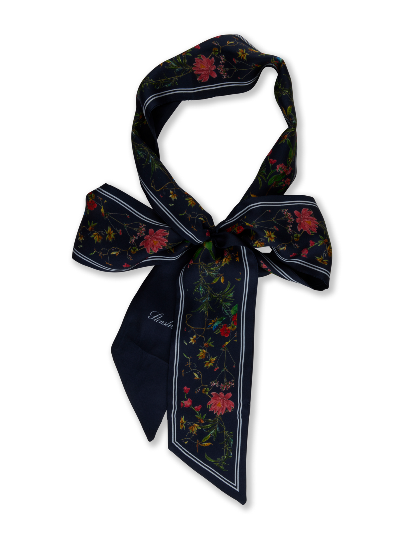 Stenströms Navy Floral Scarf