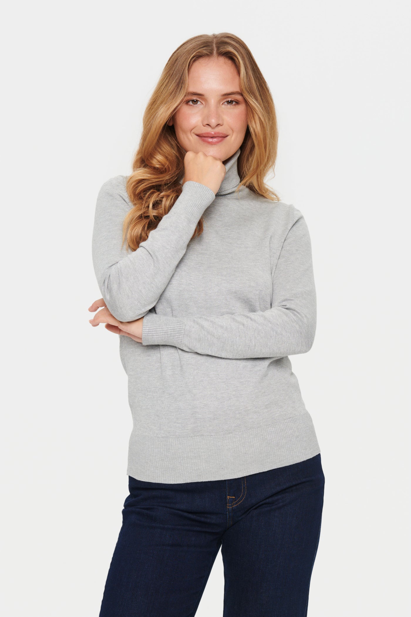 Saint Tropez Mila Rollneck Pullover pearl grey