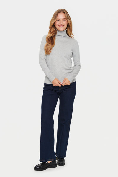 Saint Tropez Mila Rollneck Pullover pearl grey