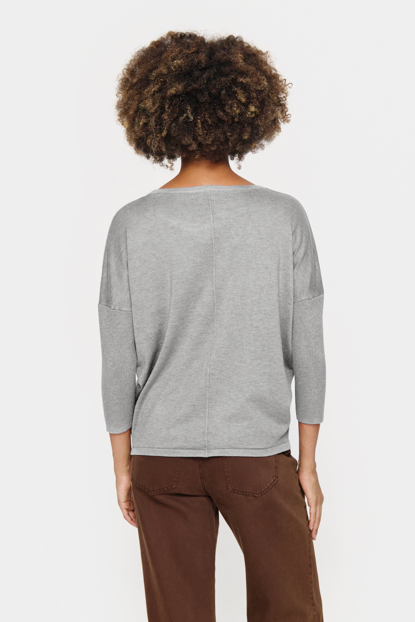 Saint Tropez Mila R-neck Pullover pearl grey