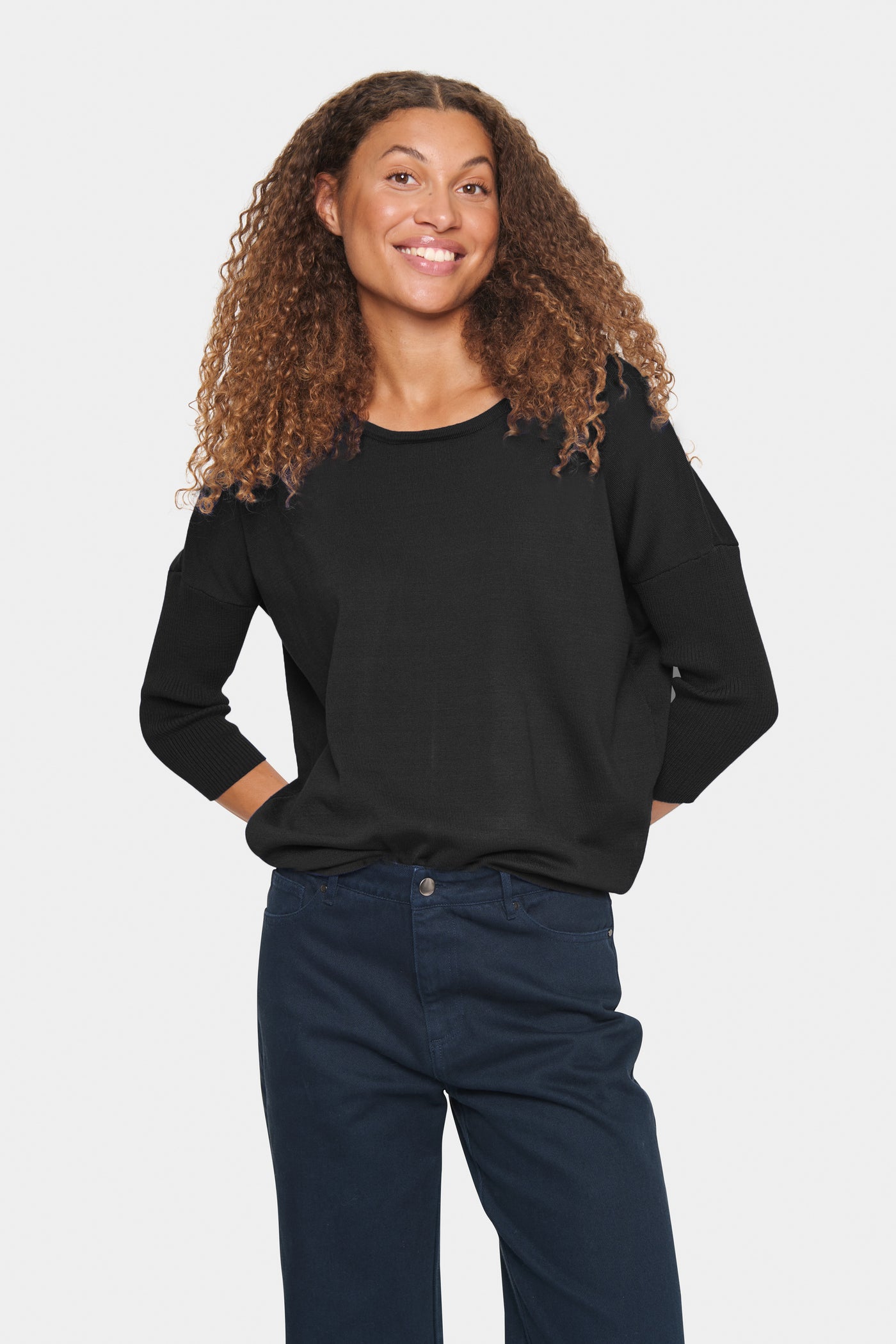 Saint Tropez Milan R-Neck Pullover black