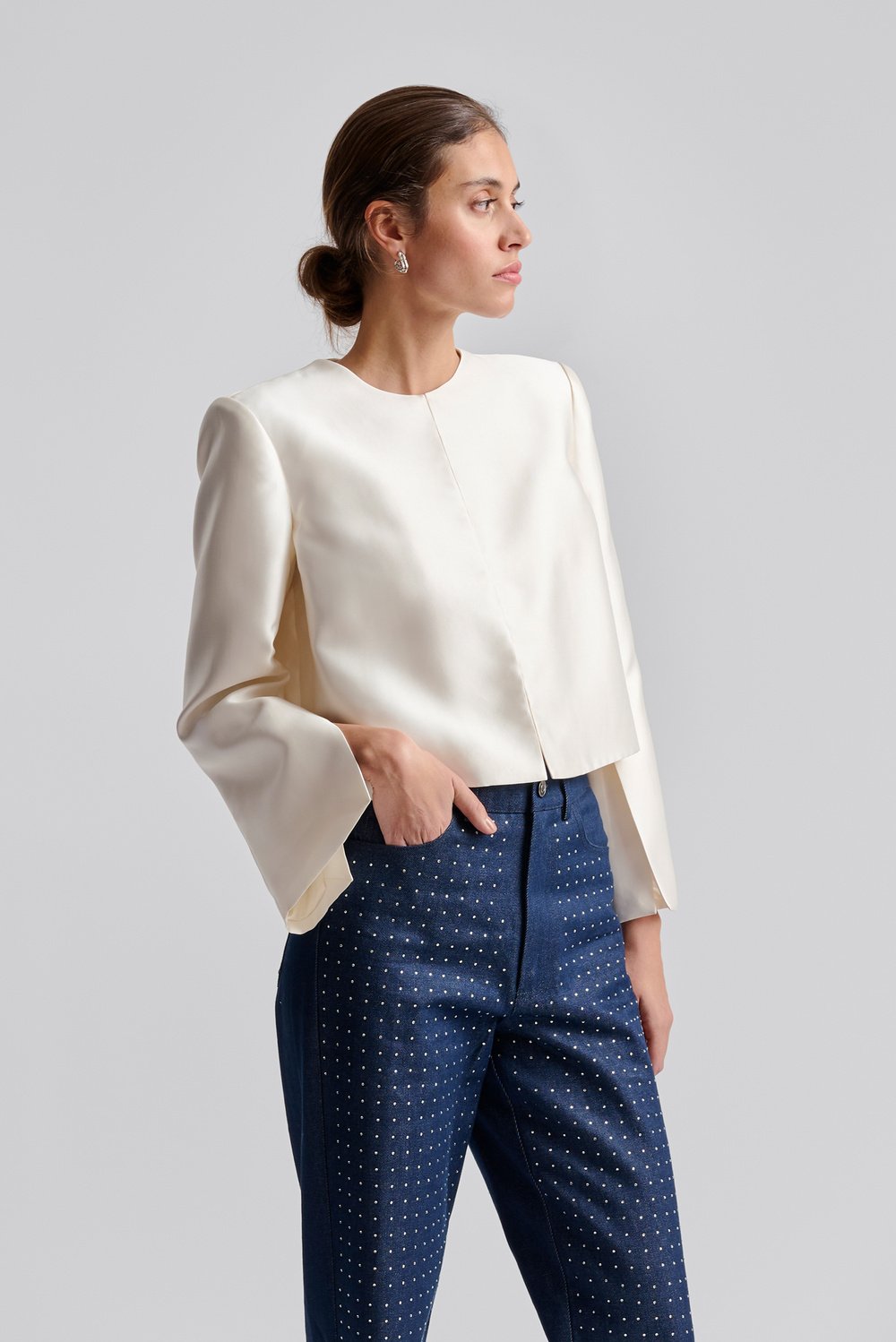 Malina Ruthie cropped long sleeve blouse