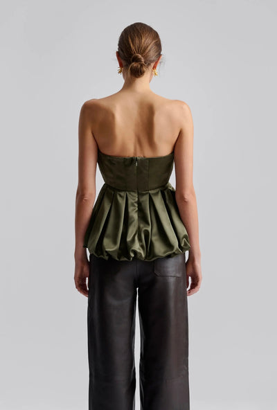 Malina Charlize Pleated Balloon Blouse Olive