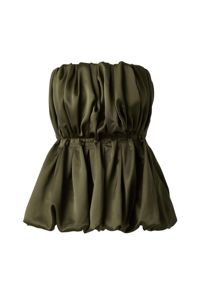 Malina Charlize Pleated Balloon Blouse Olive