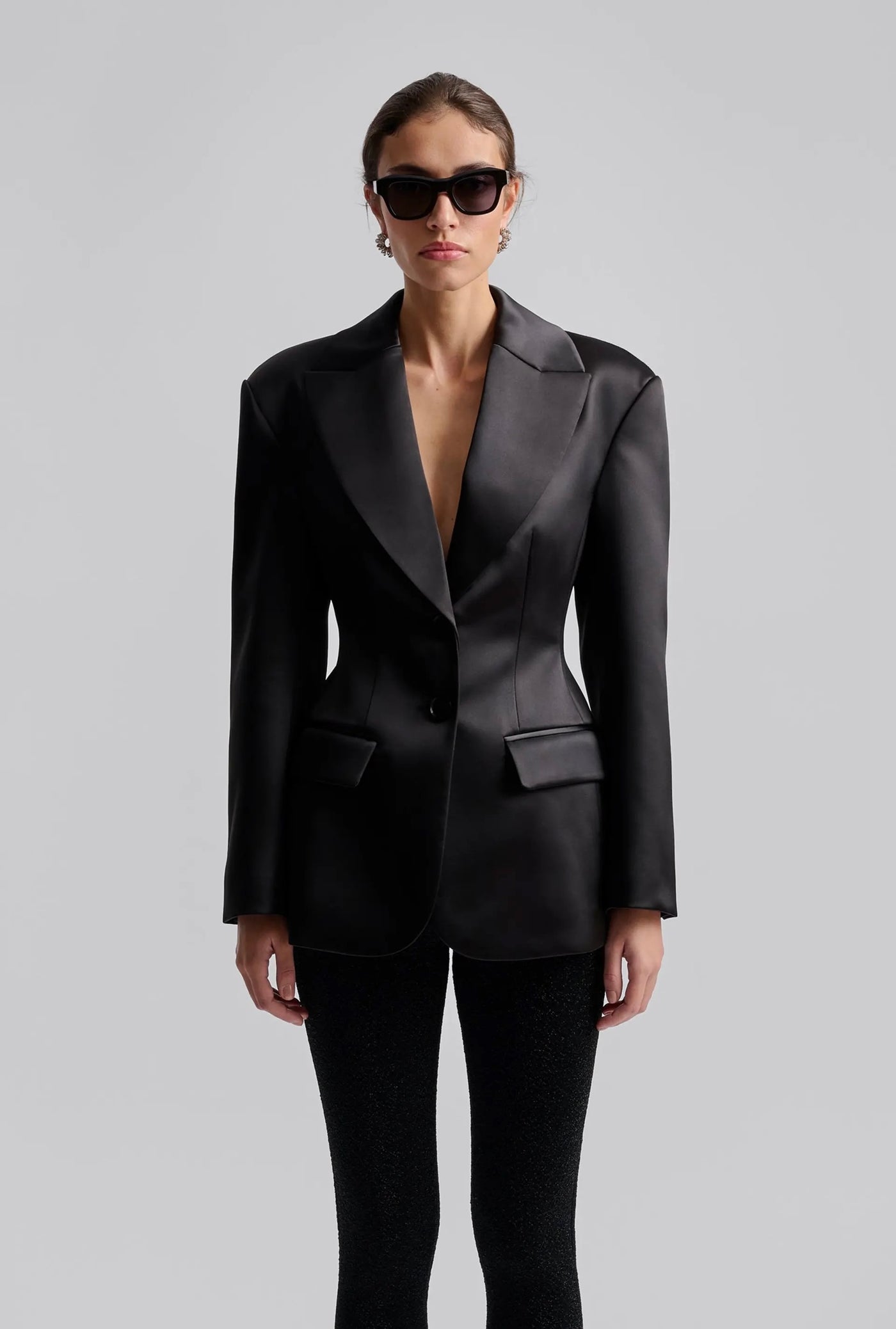 Malina Ella Tailored Peplum Blazer Black