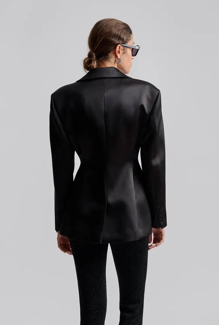 Malina Ella Tailored Peplum Blazer Black