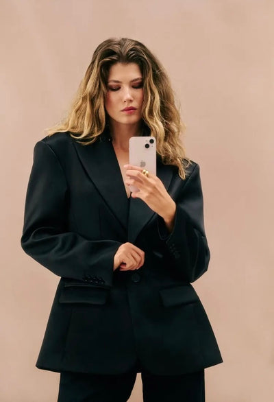 Malina Ella Tailored Peplum Blazer Black