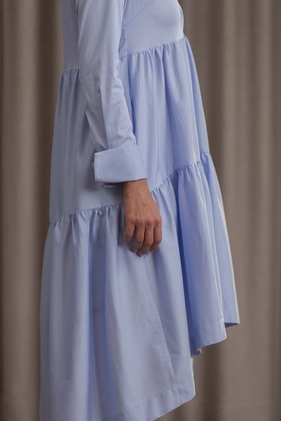 Original Story Long Cotton Dress Light Blue