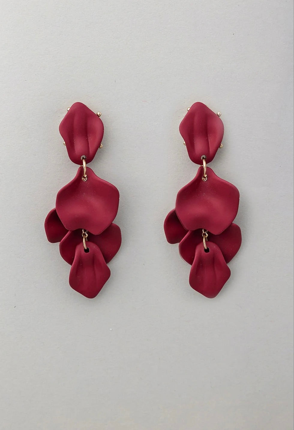 Bow 19 Leaf Earrings Mat Burgundy