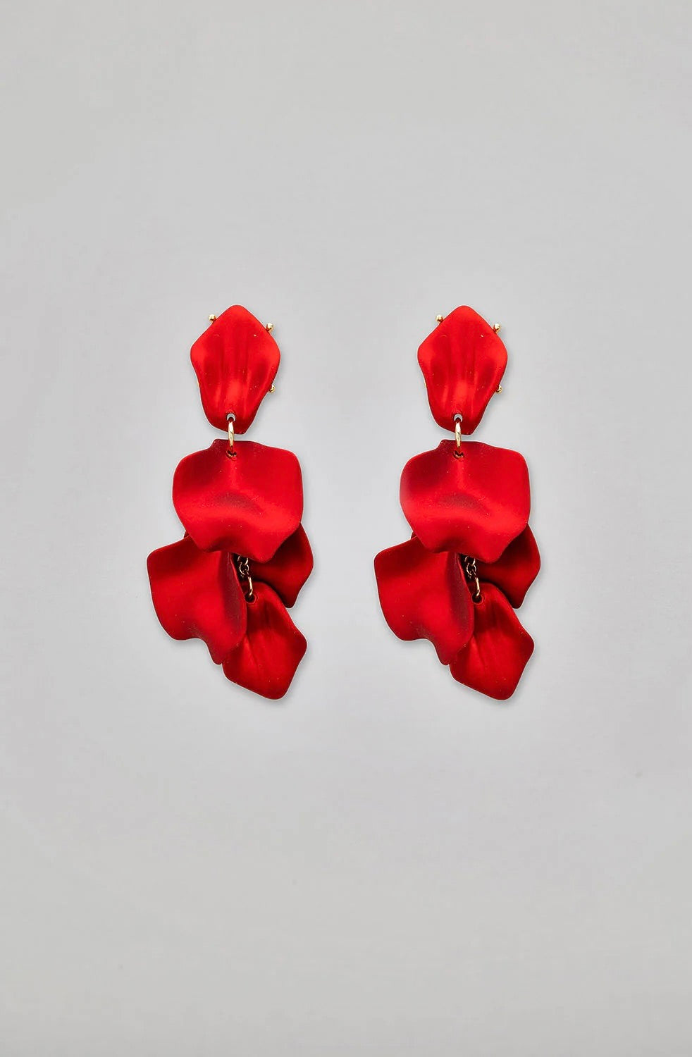 Bow 19 Leaf Earrings Metallic Red