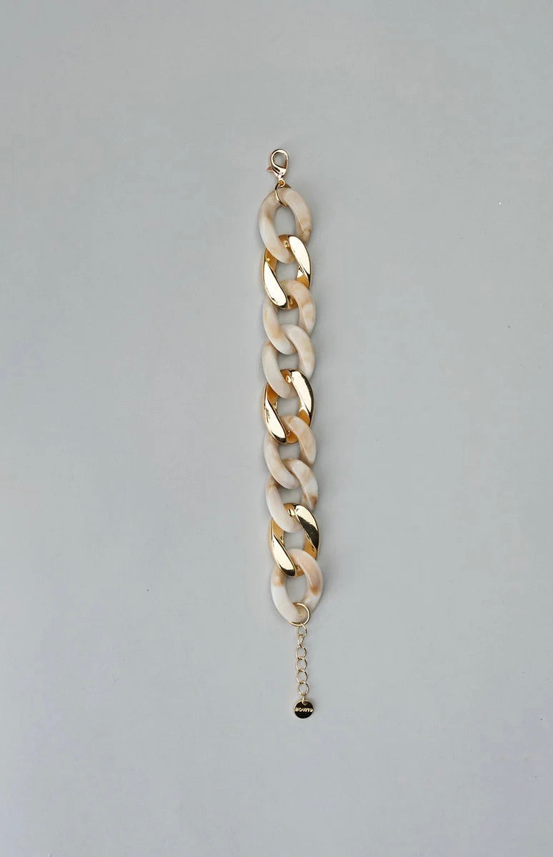 Bow 19 Big Chain Bracelet Beige With Gold