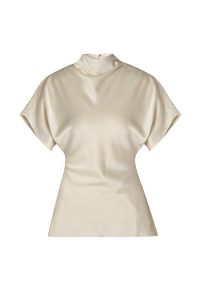 Malina Otilia Draped Half polo Top white