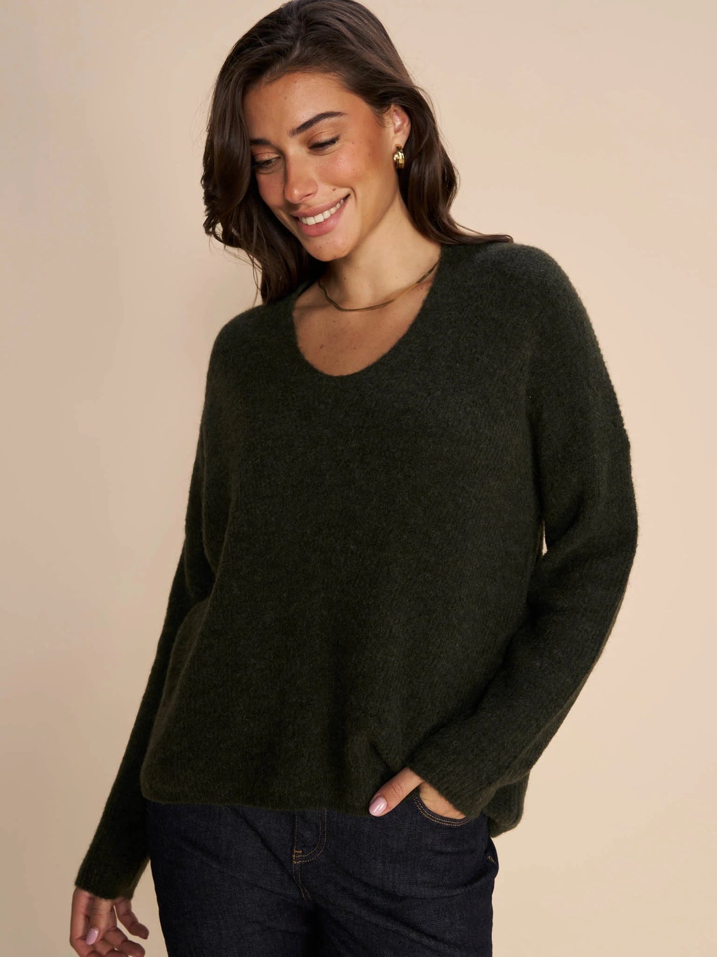 Mos Mosh Thora V-Neck Knit grape leaf